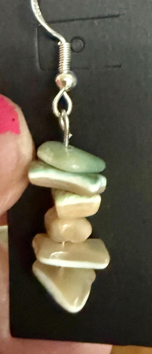 Shell Piece Nugget Earrings with Sterling Silver Hooks.