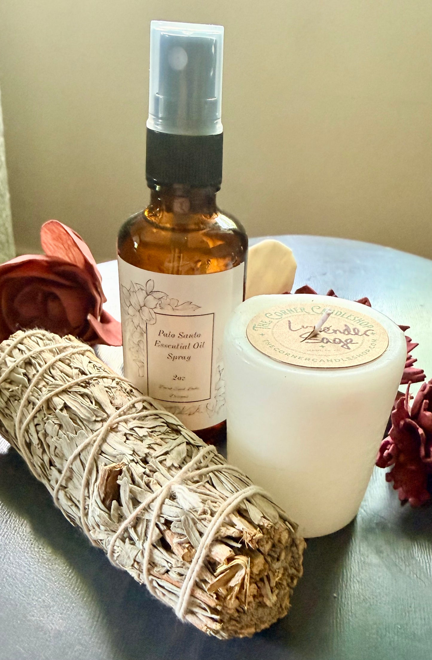 House Blessing Ritual Kit with Blue Sage, Palo Santo Spray, and Lavender Sage Candle