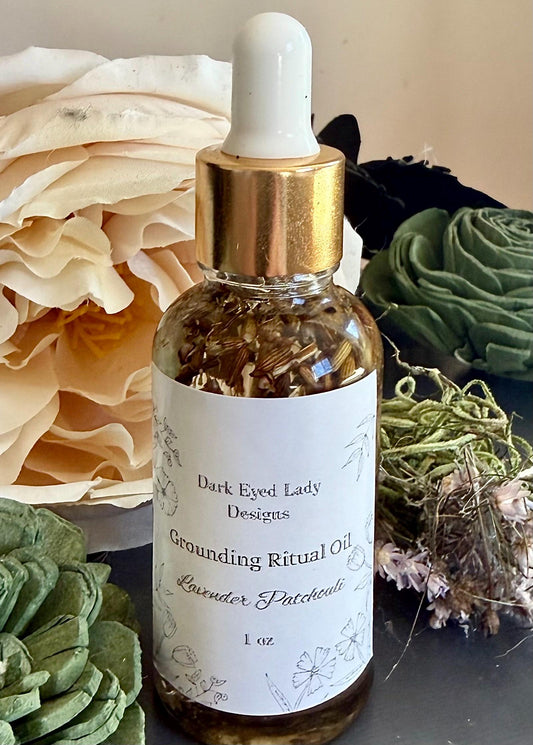 Grounding Ritual Anointing Oil with Essential Oils, Herbs.