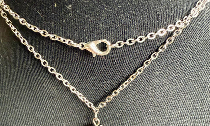 Triple Moon Goddess Pendant Necklace with Labradorite and Moonstone Beads.