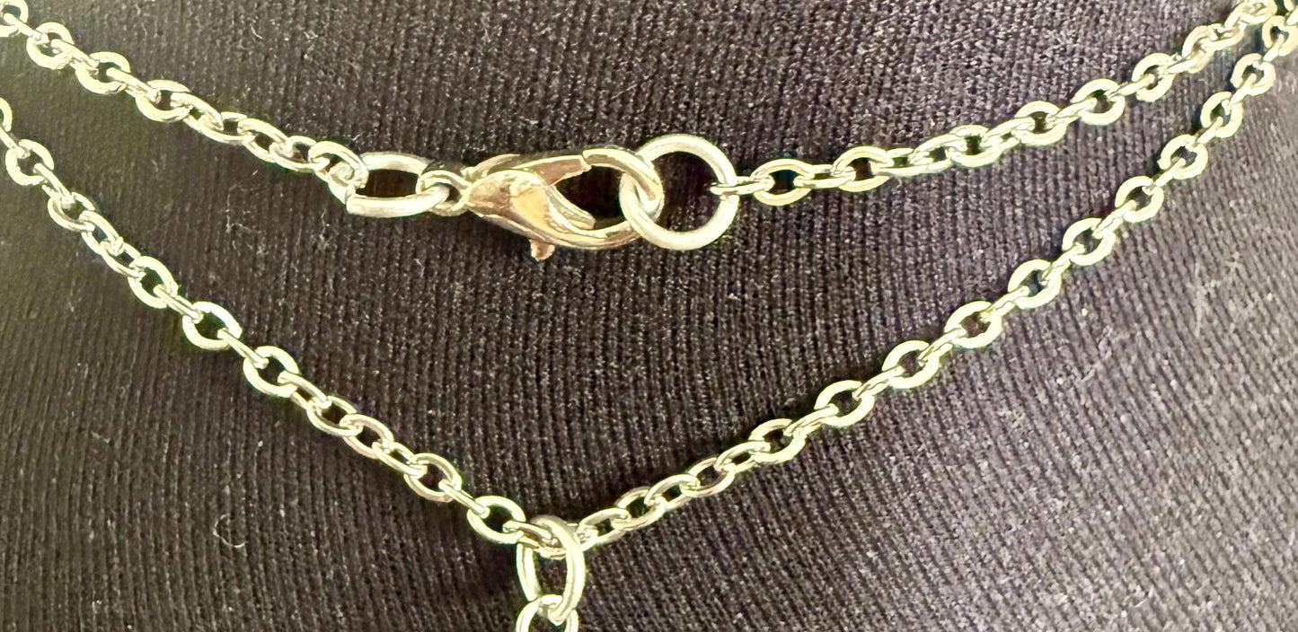 Celtic Triquetra Pendant Necklace with Moss Agate and Obsidian Beads.