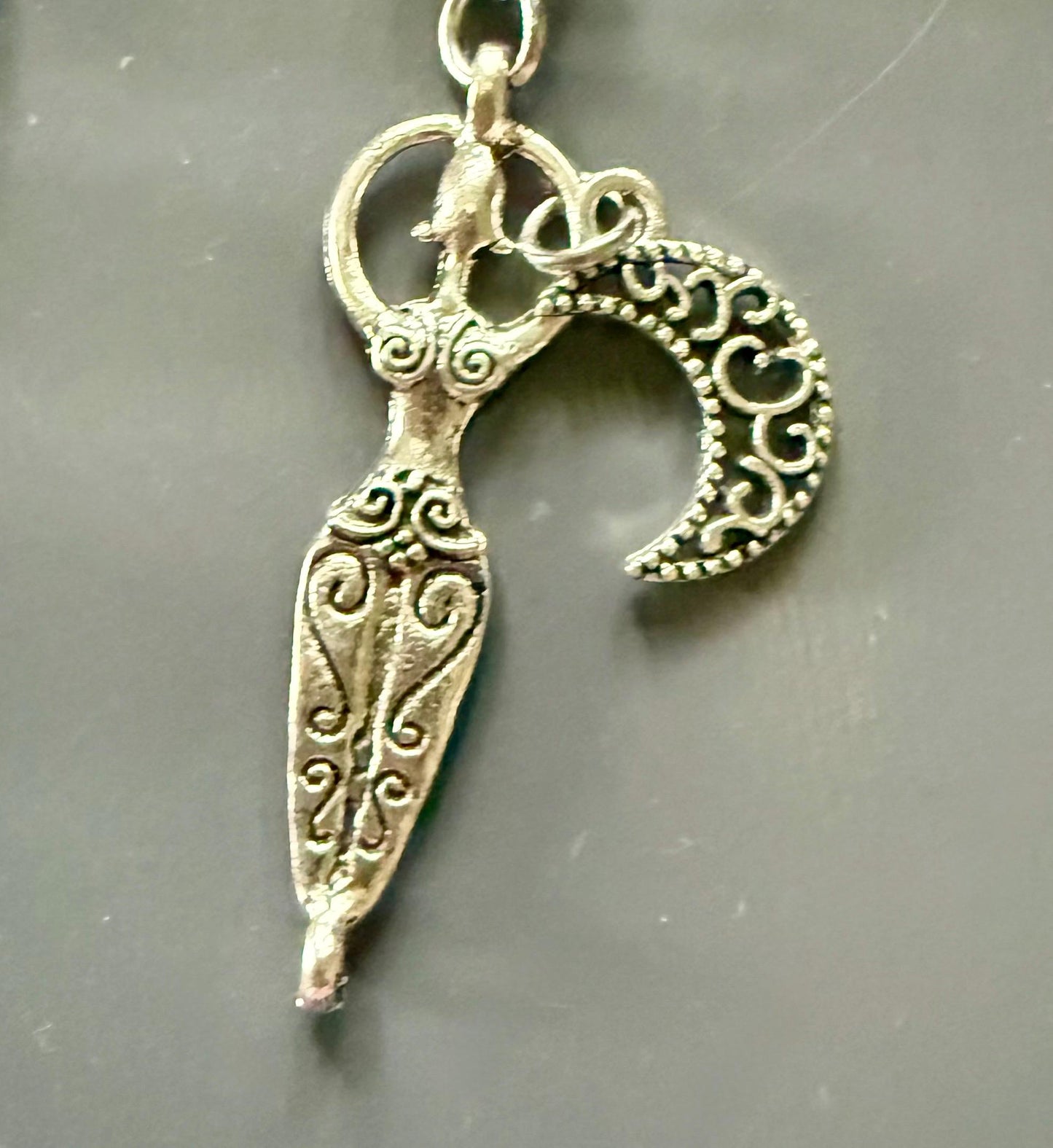 Goddess Hecate Devotional and Prayer Beads:  Amethyst, Obsidian, Moonstone, Moon and Key Charm.