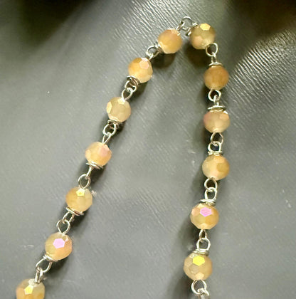Serpentine Dowsing Pendulum with Iridescent Glass Beads and Moon Goddess Charm.
