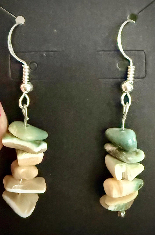 Shell Piece Nugget Earrings with Sterling Silver Hooks.