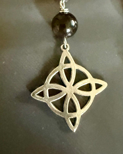 Witchy Car Charm Accessory:  Carnelian, Obsidian Beads with Crow Skull, Witch’s Knot, and Key Charms.