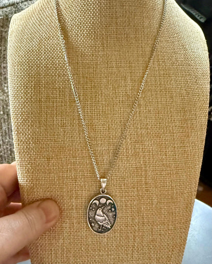 Raven’s Moon Pewter Pendant Chain Necklace.