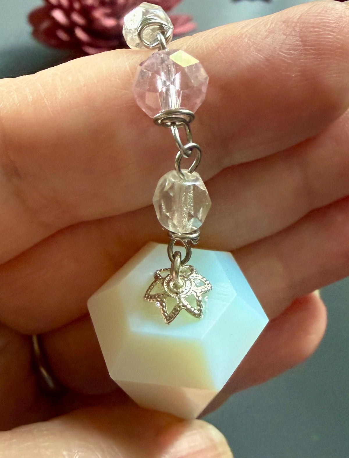 Opalite Handmade Pendulum with Crystal Glass Beads.