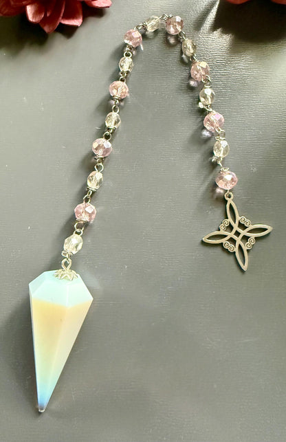 Opalite Handmade Pendulum with Crystal Glass Beads.