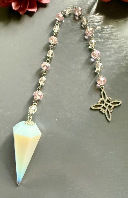 Opalite Handmade Pendulum with Crystal Glass Beads.