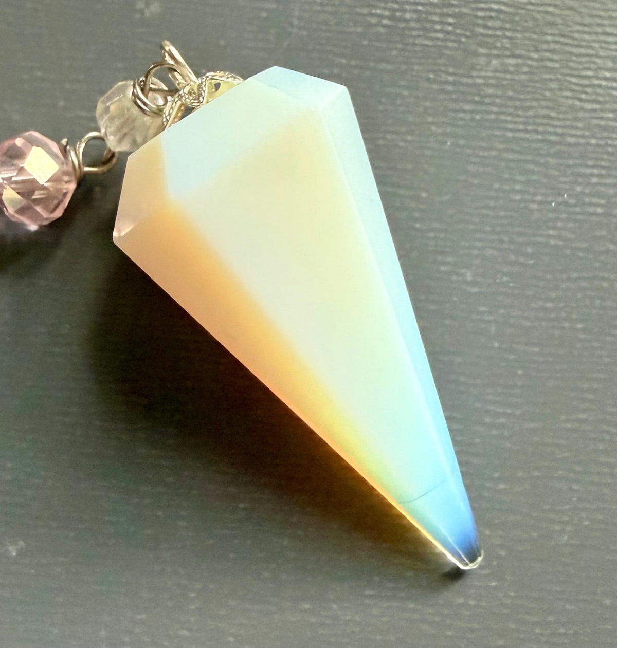 Opalite Handmade Pendulum with Crystal Glass Beads.