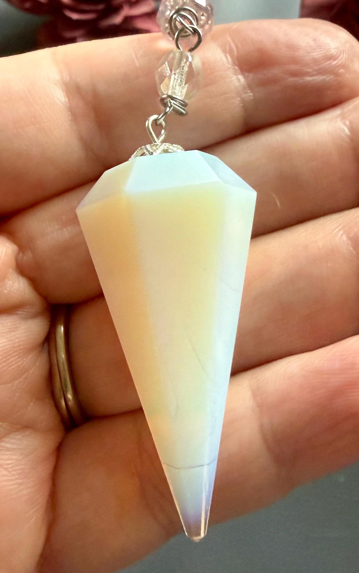 Opalite Handmade Pendulum with Crystal Glass Beads.