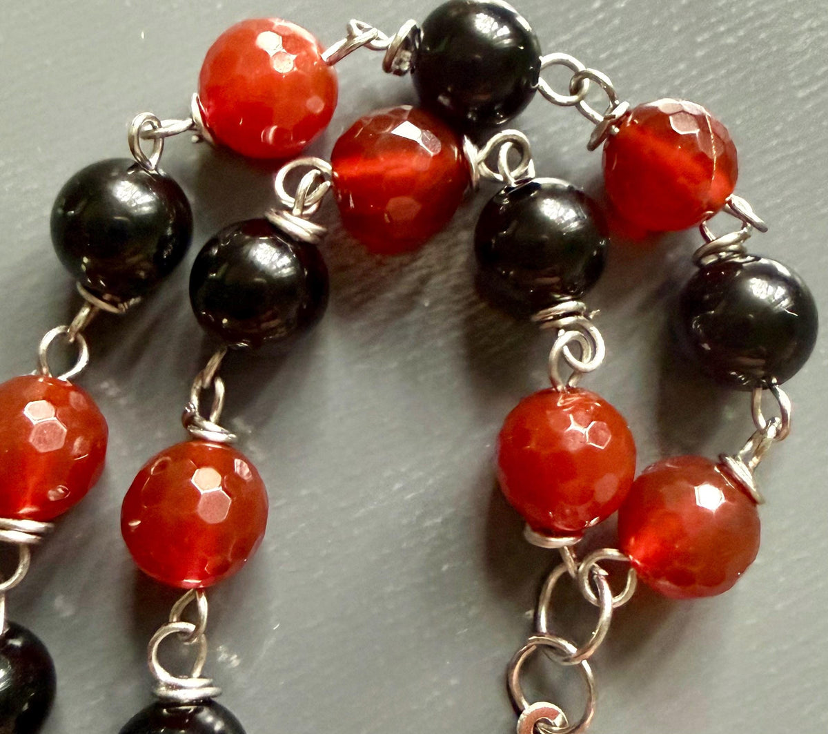 Lilith Sigil Witch’s  Rosary with Carnelian, Obsidian, Owl, and Snake Charm.