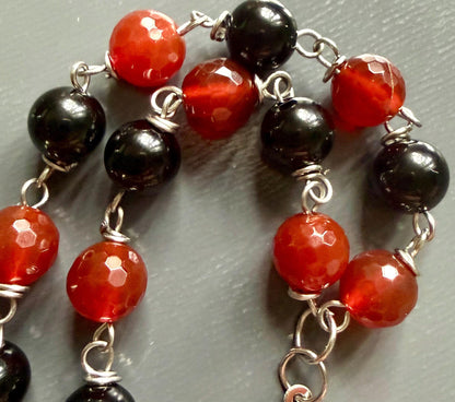 Lilith Sigil Witch’s  Rosary with Carnelian, Obsidian, Owl, and Snake Charm.