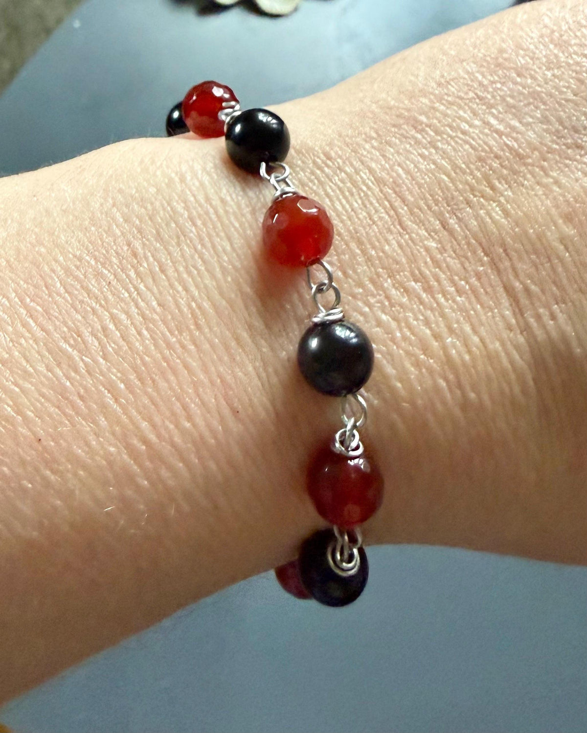 Lilith Sigil Witch’s  Rosary with Carnelian, Obsidian, Owl, and Snake Charm.