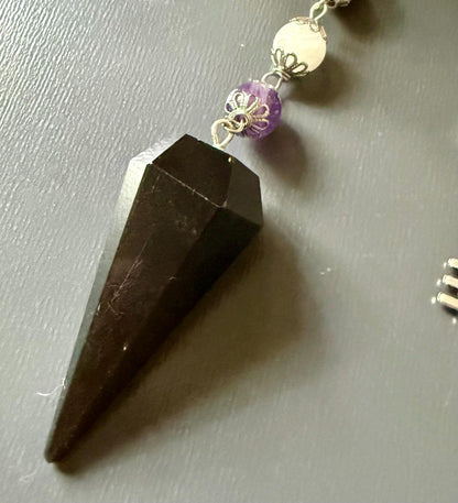 Goddess Hekate Devotional Altar Bundle with Witch’s Rosary, Pendulum , and Black Beeswax Pillar Candle.
