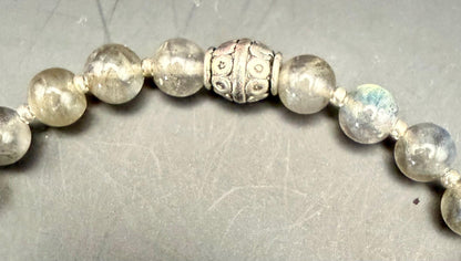 Labradorite Stretch Bracelet with Spiral Goddess Charm.