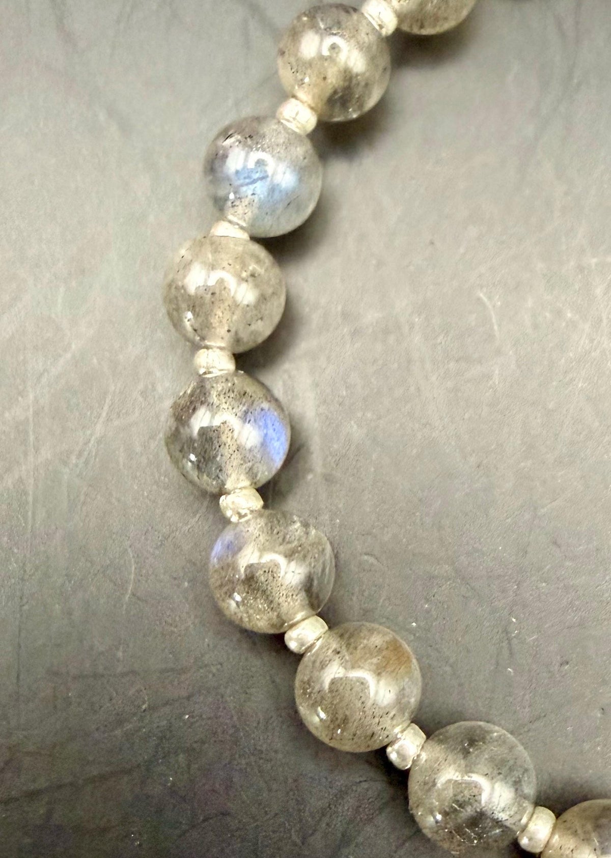 Labradorite Stretch Bracelet with Spiral Goddess Charm.