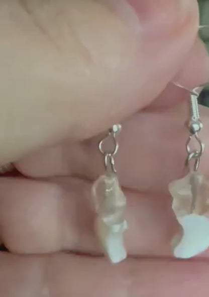 Crescent Moon Shell with Glass Star Dangle Earrings.