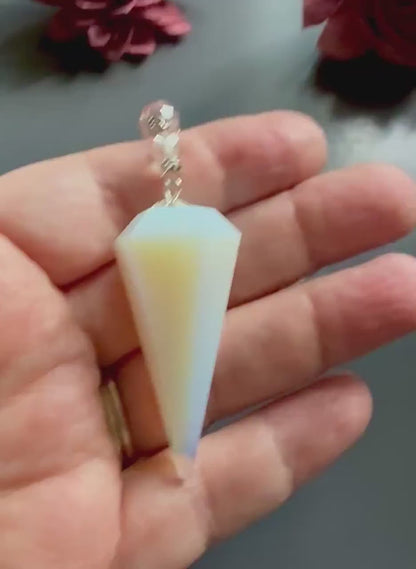 Opalite Handmade Pendulum with Crystal Glass Beads.