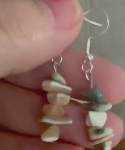 Shell Piece Nugget Earrings with Sterling Silver Hooks.
