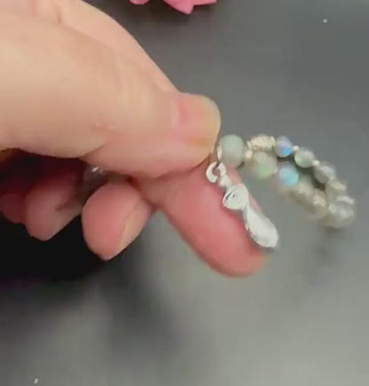 Labradorite Stretch Bracelet with Spiral Goddess Charm.